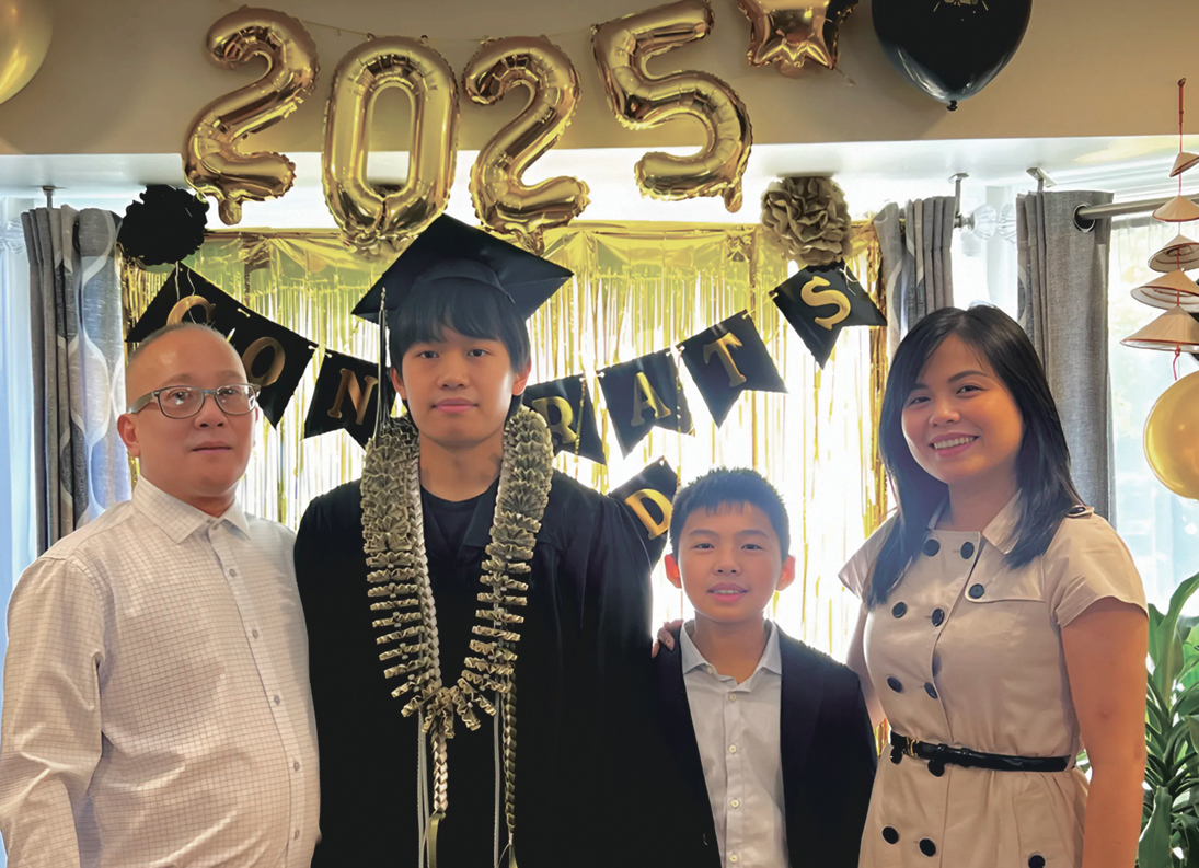 BB Nails and Spa owner Trinh Bui, right, and her family at the celebration of her older son's high school graduation last year. From left, her husband, Phong Nguyen and sons Brian and Bryson Nguyen. Submitted photo.